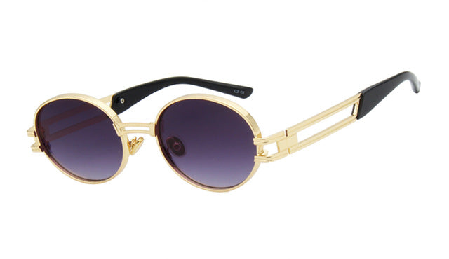 2pac Style Retro Vintage Round Gold Metal Black Sunglasses