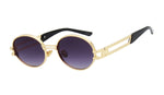 2pac Style Retro Vintage Round Gold Metal Black Sunglasses