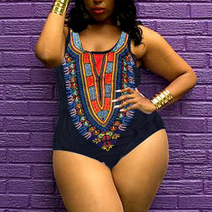 Women Curve Appeal Dashiki Push-Up one piece High waist bikini