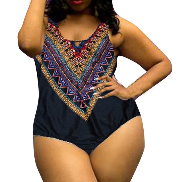 Women Curve Appeal Dashiki Push-Up one piece High waist bikini